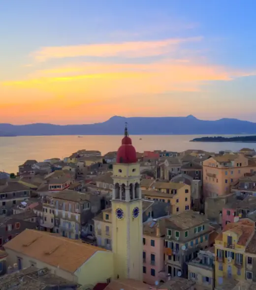 Corfu Old Town by sunset