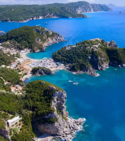 Partial aerial view of Paleokastritsa